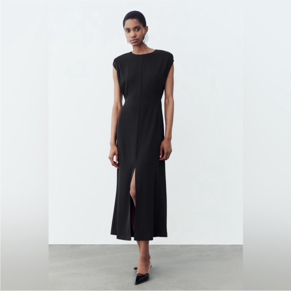 Zara black sleeveless midi dress